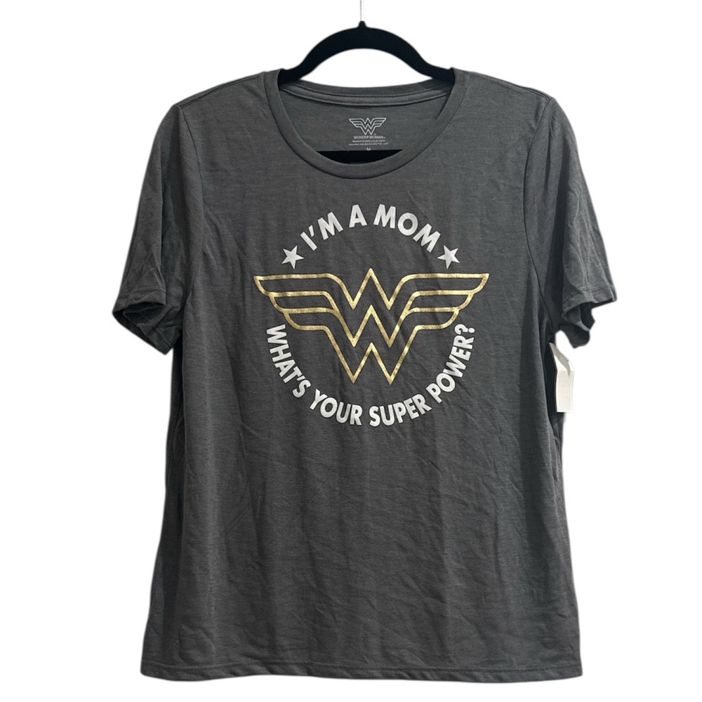 DC Gray Tee with Gold Wonder Woman Emblem